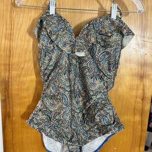 Paisley Print Strapless Swimsuit